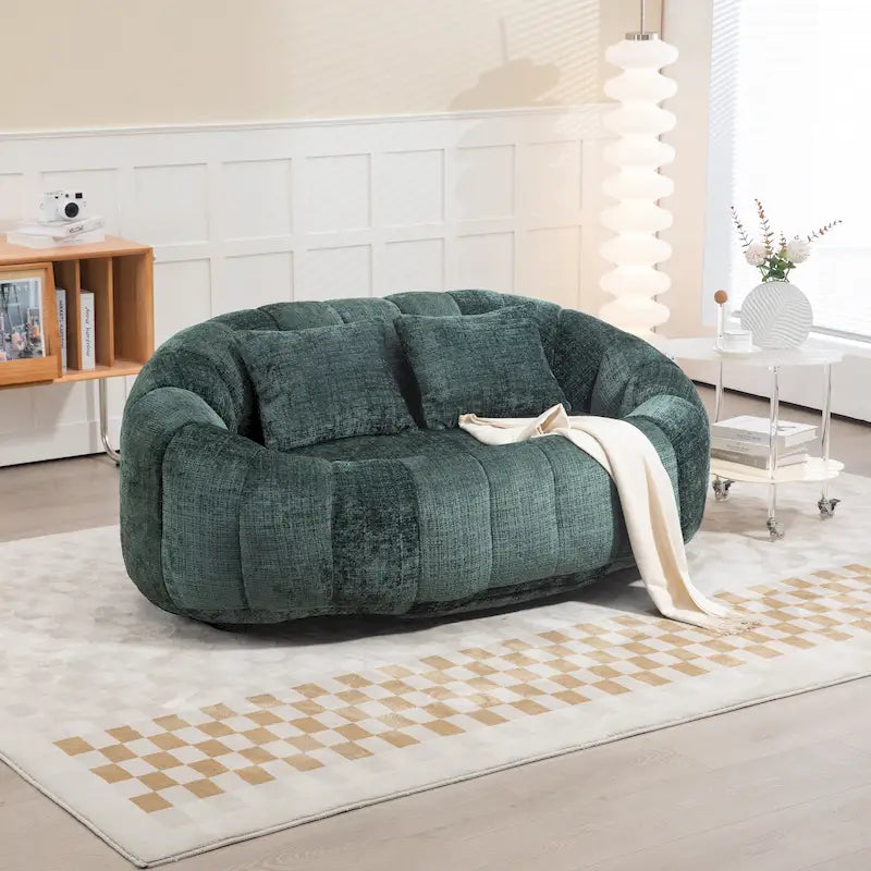 Modern 59 Chenille Loveseat Chaise Lounge Chair