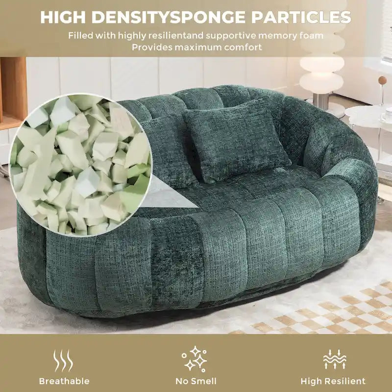 Modern 59 Chenille Loveseat Chaise Lounge Chair