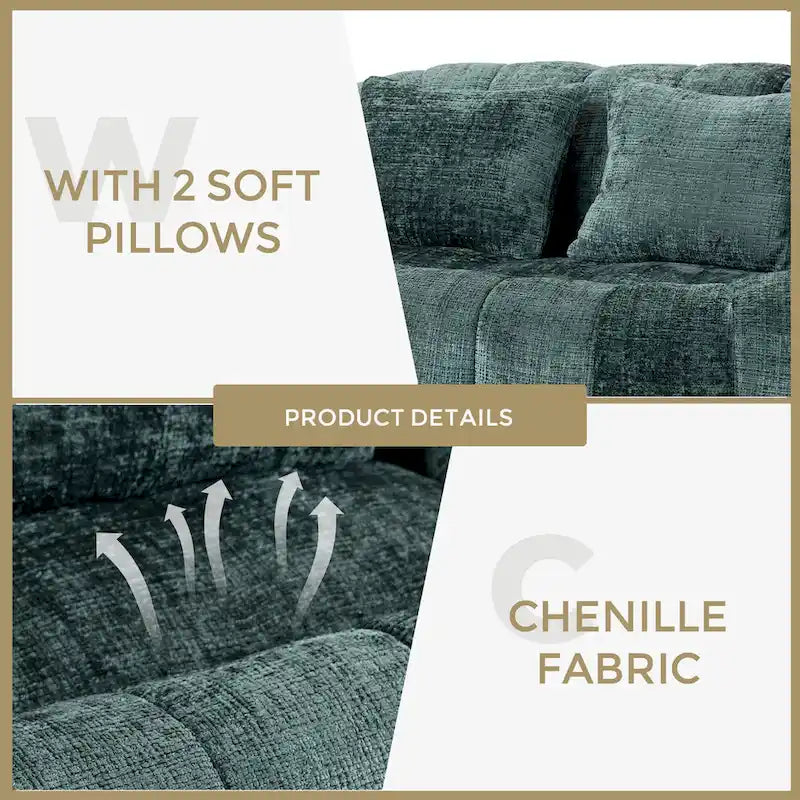 Modern 59 Chenille Loveseat Chaise Lounge Chair