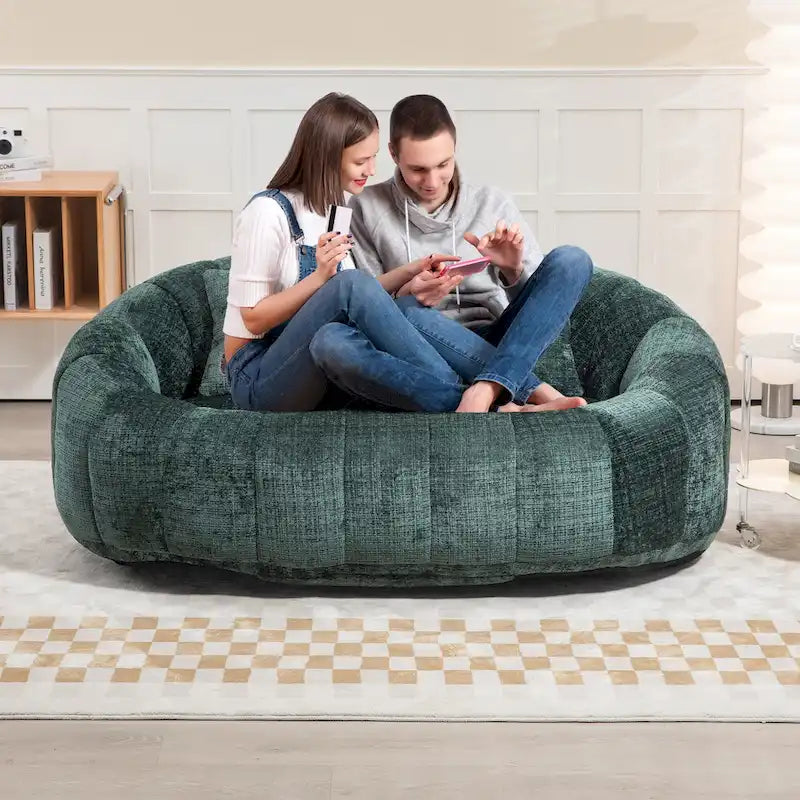 Modern 59 Chenille Loveseat Chaise Lounge Chair
