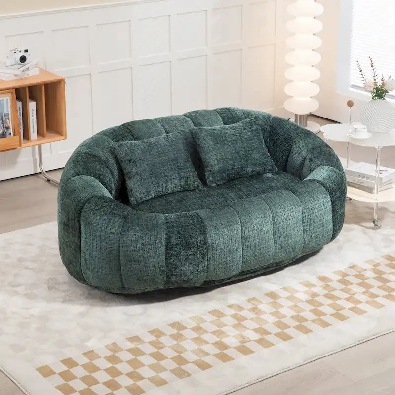Modern 59 Chenille Loveseat Chaise Lounge Chair