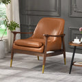 Brown 29.2 Faux Leather Lounge Chair with Tapered Legs