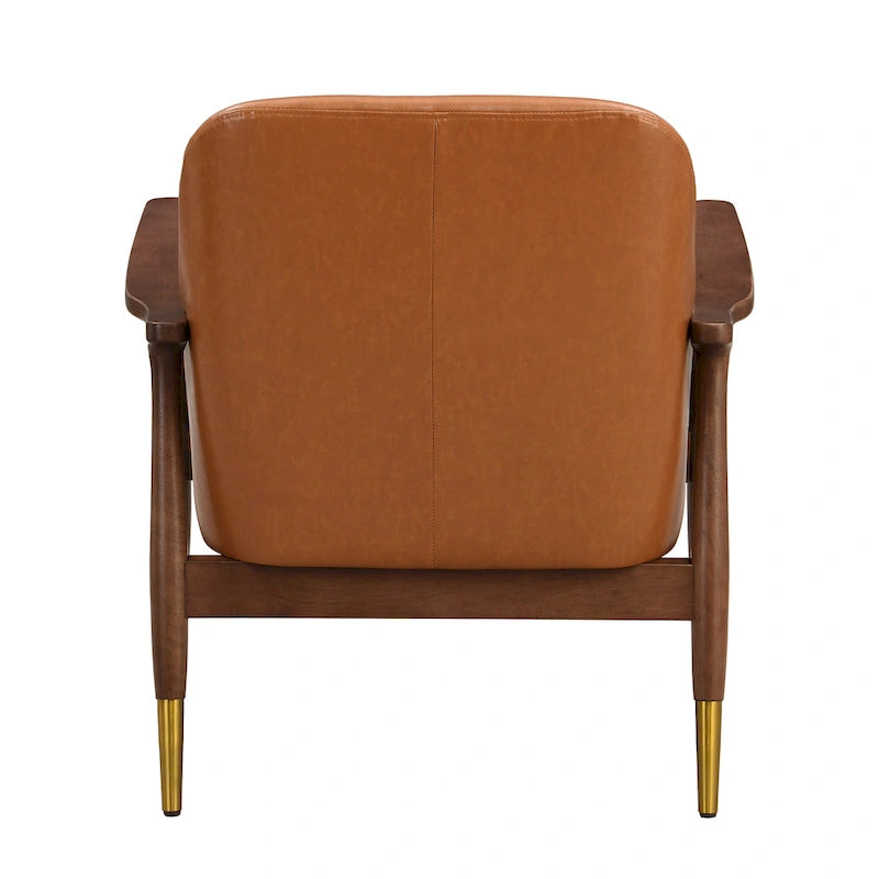 Brown 29.2 Faux Leather Lounge Chair with Tapered Legs