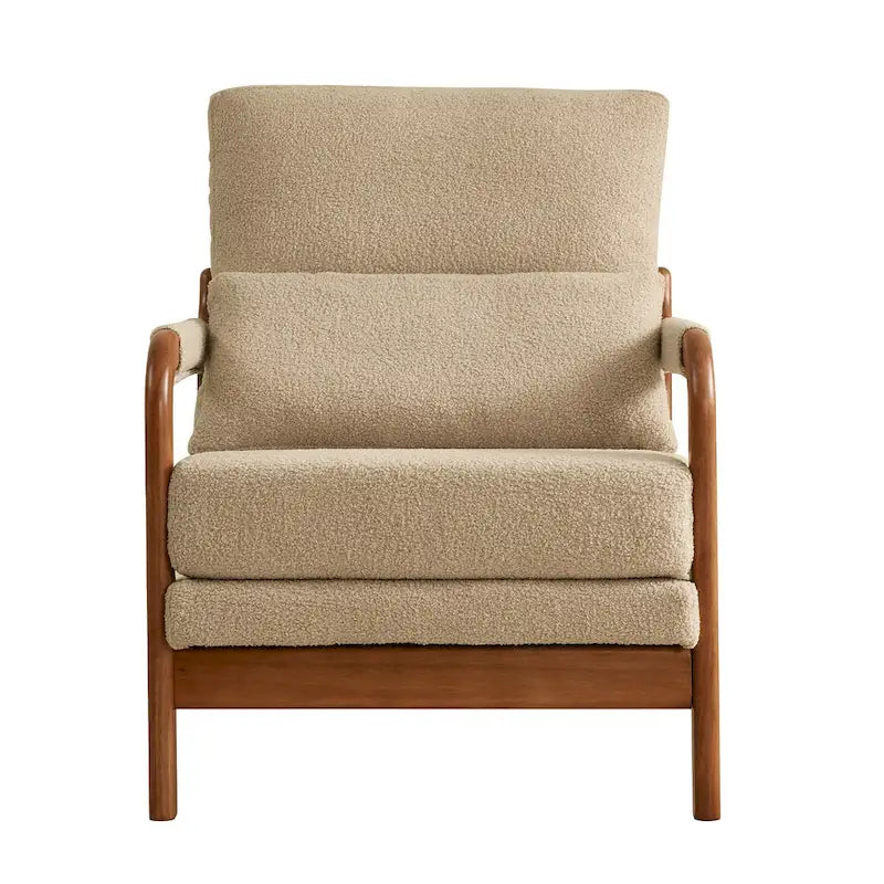 Modern Teddy Fabric Accent Chair, Wood Frame Armchair for Living Room