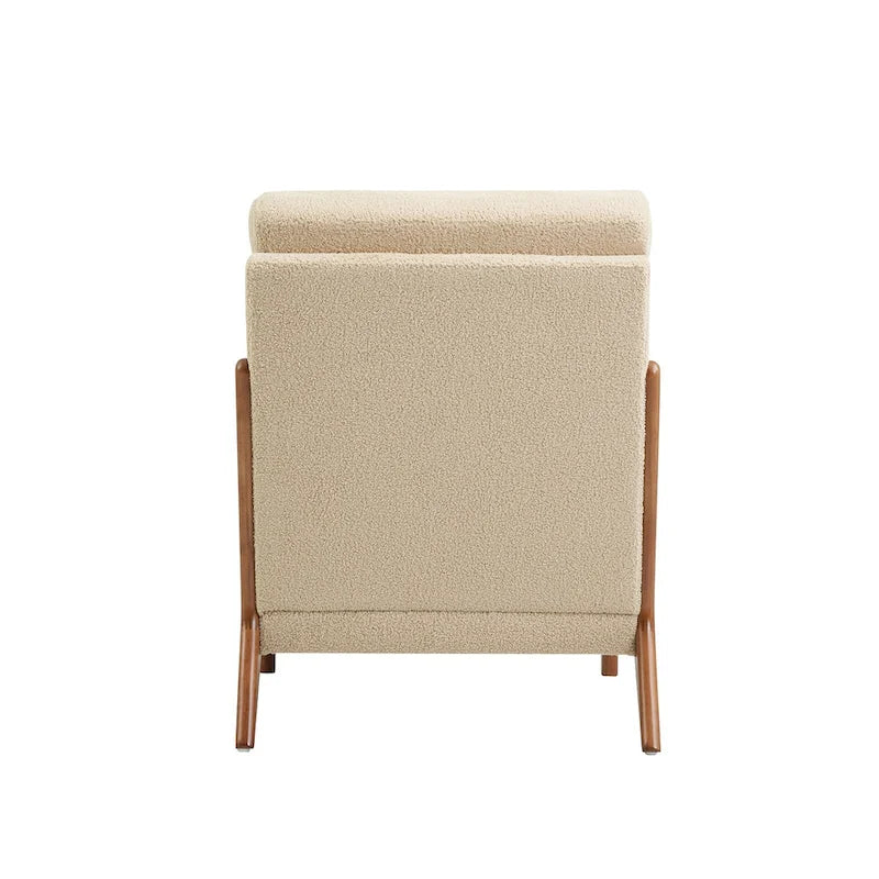 Modern Teddy Fabric Accent Chair, Wood Frame Armchair for Living Room