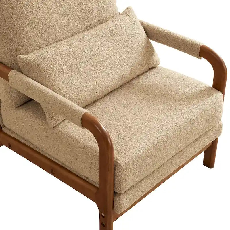 Modern Teddy Fabric Accent Chair, Wood Frame Armchair for Living Room