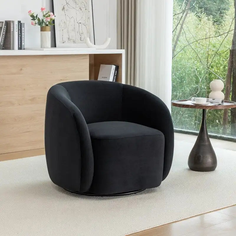 Modern Glam Velvet Upholstered 360 Degree Swivel Accent Armchair