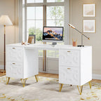 59-Inch Computer Desk with 4 File Drawers