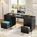 59-Inch Computer Desk with 4 File Drawers