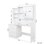 Makeup Vanity Desk with Lighted Mirror and 5 Drawers