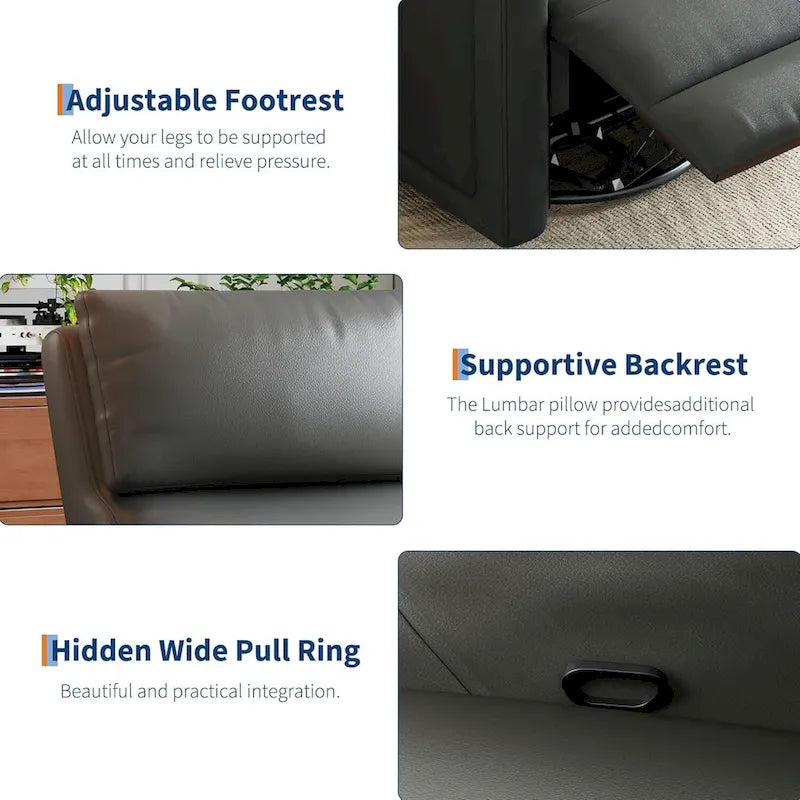 Manual Reclinder, 360 Swivel Rocking Glider Reclinder Chair with Ergonomic Backrest