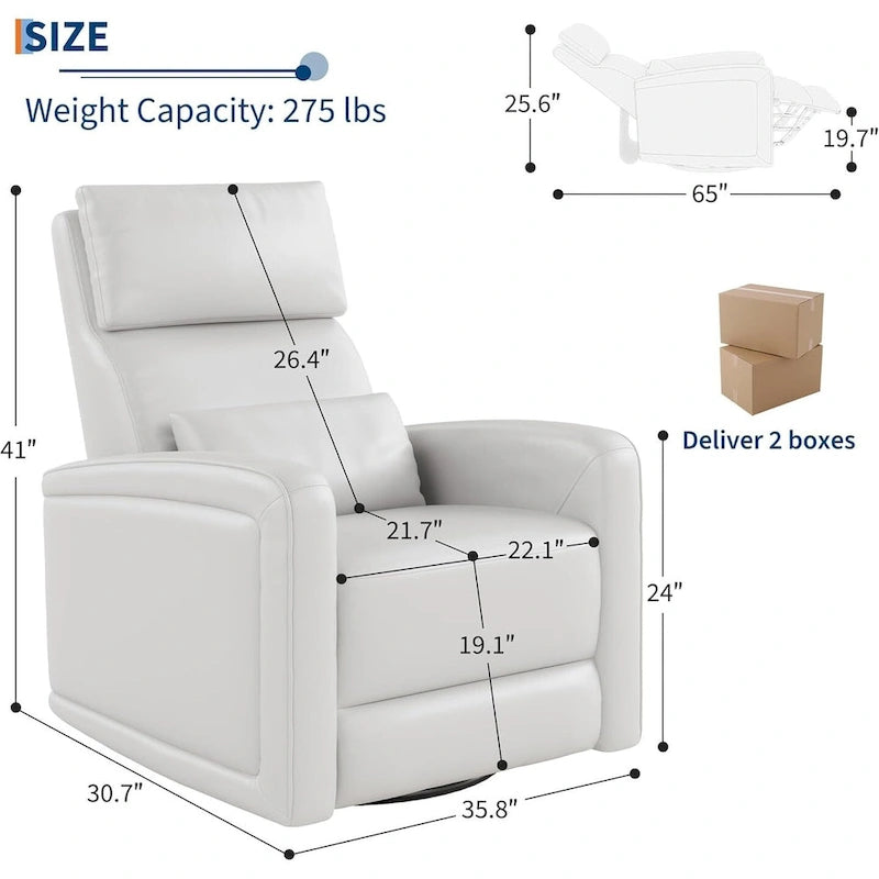 Manual Reclinder, 360 Swivel Rocking Glider Reclinder Chair with Ergonomic Backrest