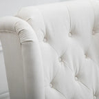 High Back Button Tufted Accent Chair with Eucalyptus Wood Legs