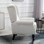 High Back Button Tufted Accent Chair with Eucalyptus Wood Legs