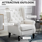 High Back Button Tufted Accent Chair with Eucalyptus Wood Legs