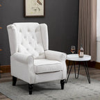 High Back Button Tufted Accent Chair with Eucalyptus Wood Legs