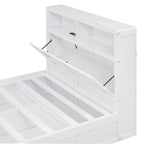 Cama de Plataforma de Casal com Cabeceira LED de Arrumação e Gavetas