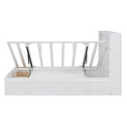 Cama de Plataforma de Casal com Cabeceira LED de Arrumação e Gavetas