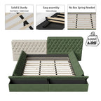 Cama de Plataforma Estofada King com Arrumação e Linhas Curvas