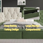 Cama de Plataforma Estofada King com Arrumação e Linhas Curvas