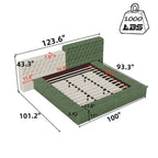 Cama de Plataforma Estofada King com Arrumação e Linhas Curvas