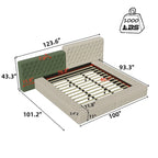 Cama de Plataforma Estofada King com Arrumação e Linhas Curvas