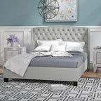 Cama de Plataforma King Estofada com Cabeceira Capitonada