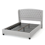 Cama de Plataforma King Estofada com Cabeceira Capitonada