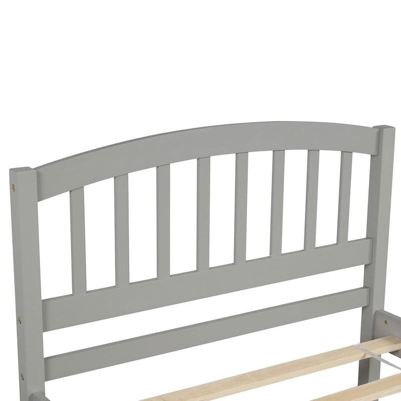 Twin Pine Platform Bed with Trundle & Slat Headboard