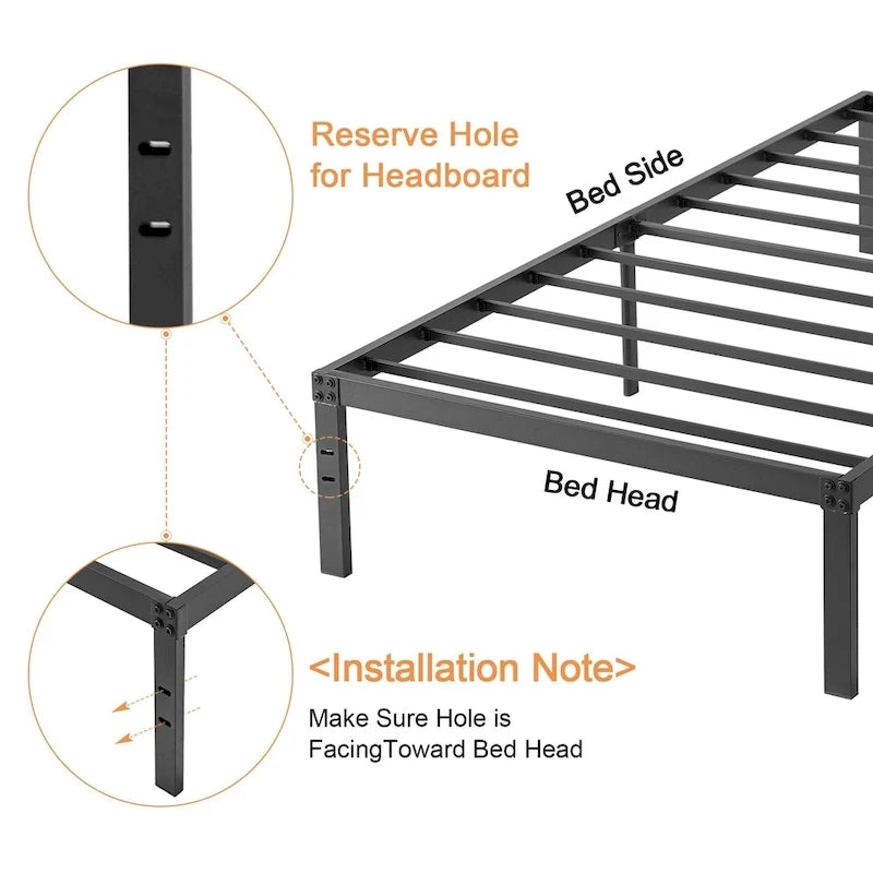 Kids Bed Frames Queen Size Metal Bed Frames Mattress Foundation(Twin/Full/Queen/King 4 Options)
