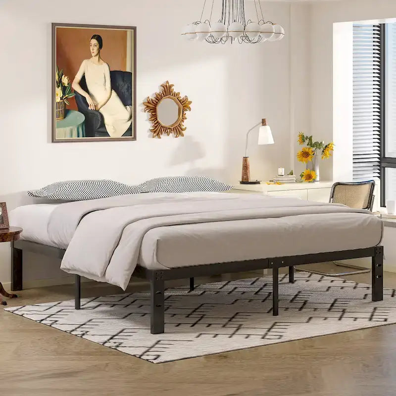 Kids Bed Frames Queen Size Metal Bed Frames Mattress Foundation(Twin/Full/Queen/King 4 Options)