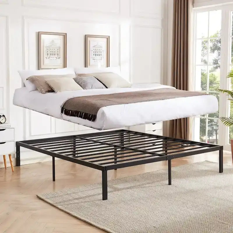 Kids Bed Frames Queen Size Metal Bed Frames Mattress Foundation(Twin/Full/Queen/King 4 Options)