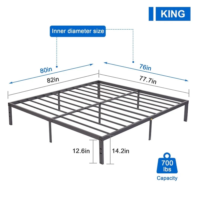 Kids Bed Frames Queen Size Metal Bed Frames Mattress Foundation(Twin/Full/Queen/King 4 Options)
