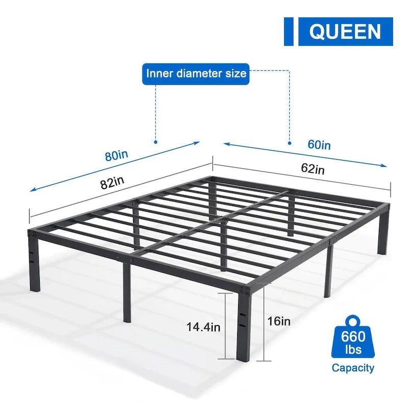 Kids Bed Frames Queen Size Metal Bed Frames Mattress Foundation(Twin/Full/Queen/King 4 Options)