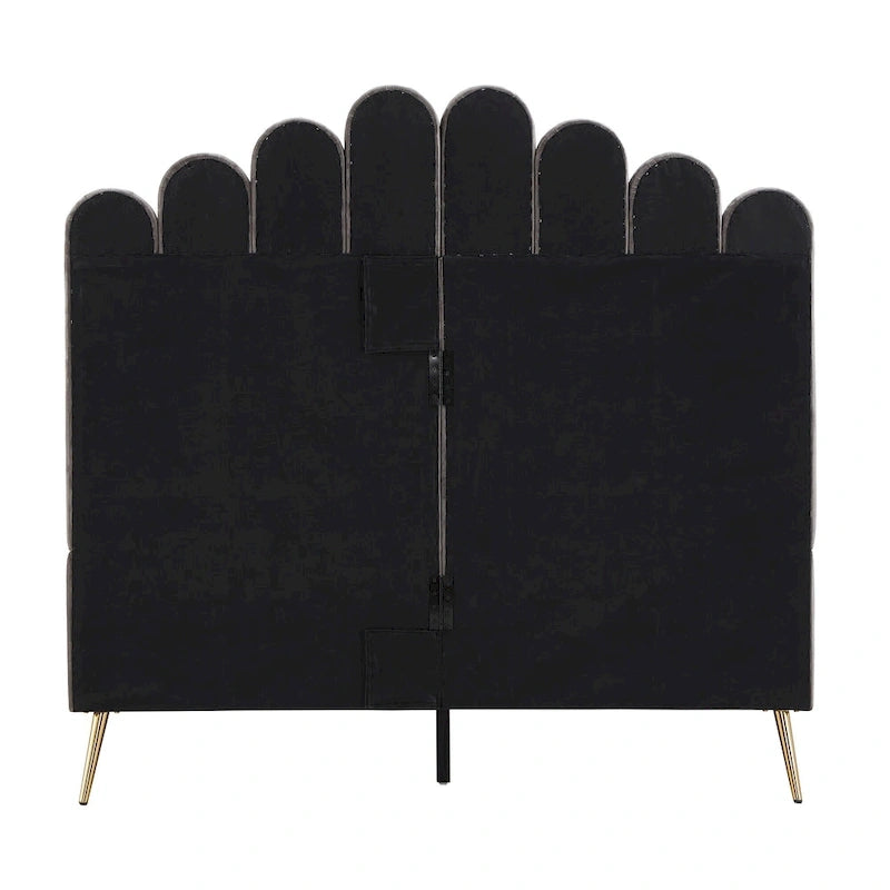 Art Deco Velvet Upholstered Platform Bed