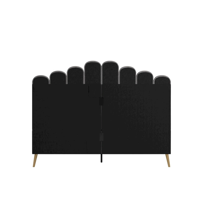 Art Deco Velvet Upholstered Platform Bed