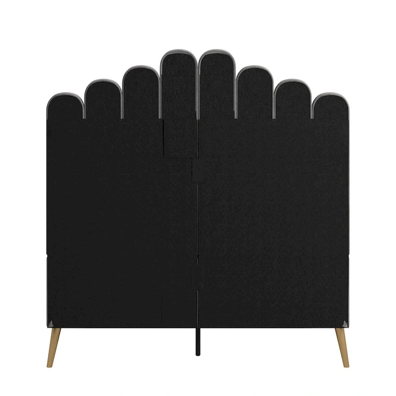 Art Deco Velvet Upholstered Platform Bed