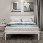 Estrutura de Cama de Madeira com Cabeceira e Estrado de Sarrafos