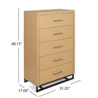 5 Drawer Dresser with Iron Base and Ample Storage
