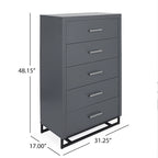5 Drawer Dresser with Iron Base and Ample Storage