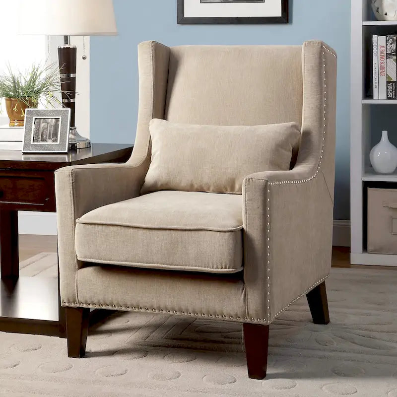 Contemporary Flannelette Padded Nailhead Accent Chair