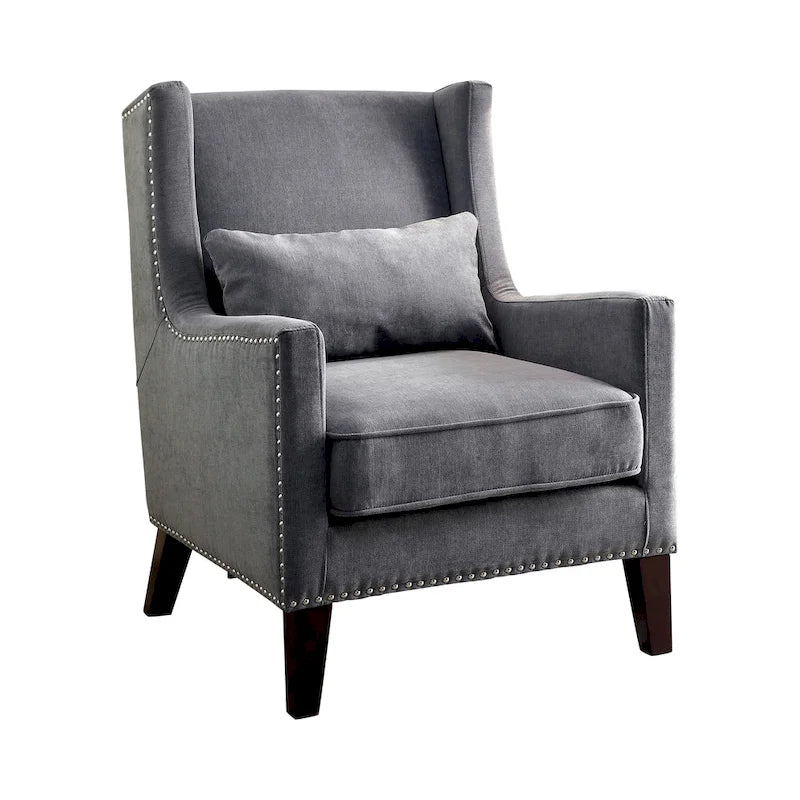 Contemporary Flannelette Padded Nailhead Accent Chair