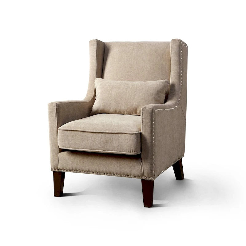 Contemporary Flannelette Padded Nailhead Accent Chair