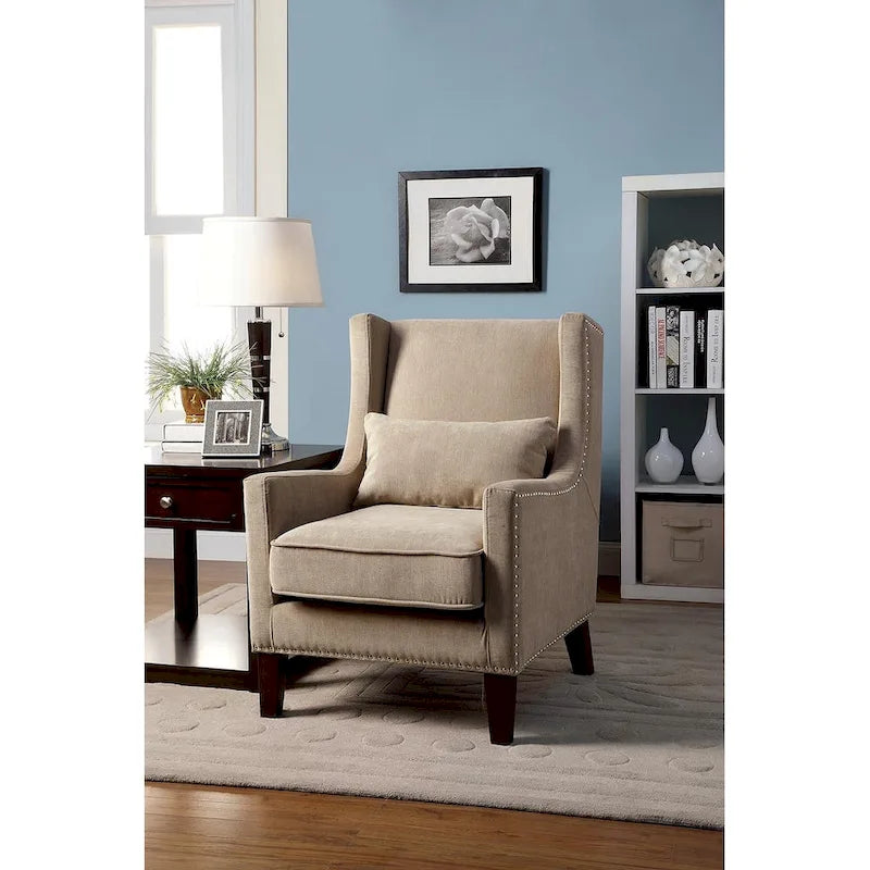 Contemporary Flannelette Padded Nailhead Accent Chair
