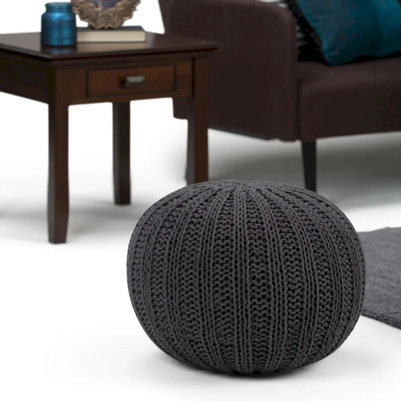 Boho Round Hand Knit Pouf