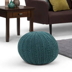 Boho Round Hand Knit Cotton Pouf Ottoman