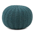 Boho Round Hand Knit Cotton Pouf Ottoman