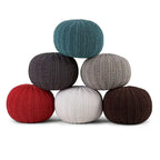 Boho Round Hand Knit Cotton Pouf Ottoman