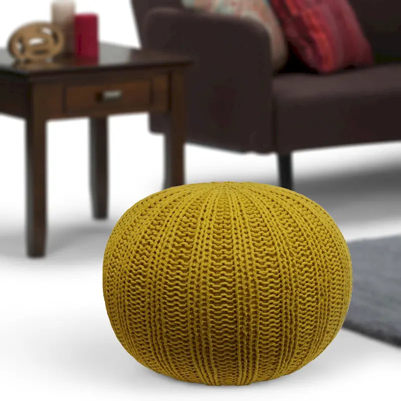 Boho Round Hand Knit Pouf