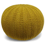 Boho Round Hand Knit Cotton Pouf Ottoman